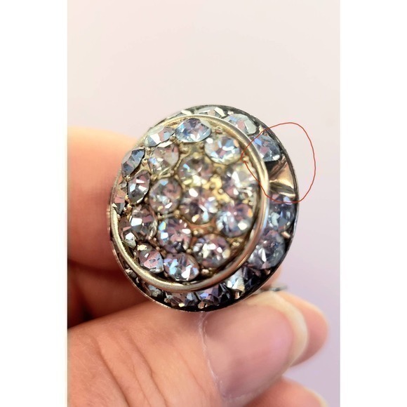 Vintage Rhinestone Statement Earrings Blue - Picture 5 of 8